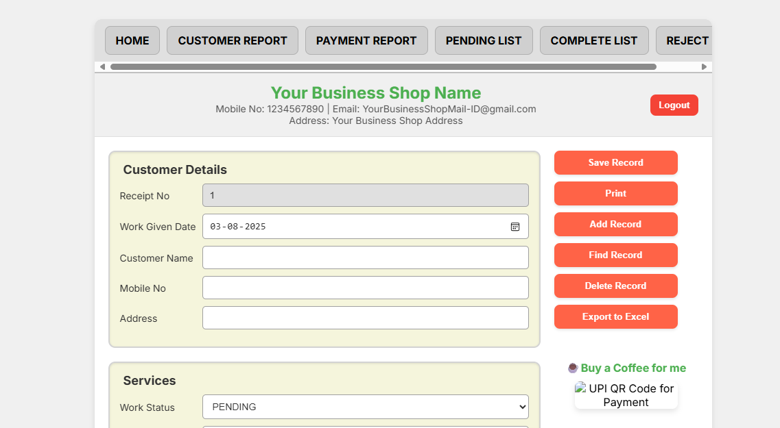 Screenshot of the Export to Excel button